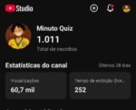 CANAL YOUTUBE 1.000+ INSCRITOS | 60 MIL+ VIEWS | NICHO ANIME/QUIZ | ATIVO E SEM STRIKES