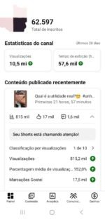 Canal no YouTube com 61.597 Mil Inscritos