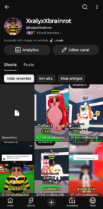 Canal de 1.1k de inscritos, com facilidade em crescimento em nicho de roblox