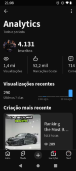 Conta YT 4K de inscritos + Instagram de 1.600K