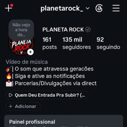 Página de Rock (música) 135K, 9.7 milhões de views (últ 30 dias)