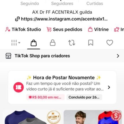 Conta do tiktok com 260 mil seguidores