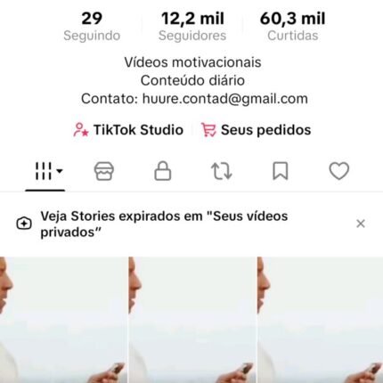 Conta de tik tok com 12,2 mil seguidores engajado com 60,3 mil curtidas por 295