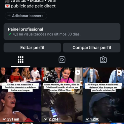 Conta Instagram 15K seguidores nicho musical e de entretenimento