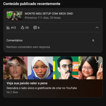 Canal Youtube com 53mil inscritos