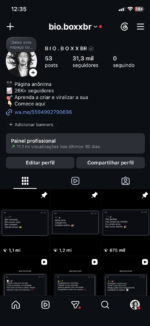 31k+Instagram orgânico , 100% engajado visualizações +11 milhões nos story 9 mil visualizações conta ativa e crescendo engajamento orgânico conta atualmente ativa e crescendo