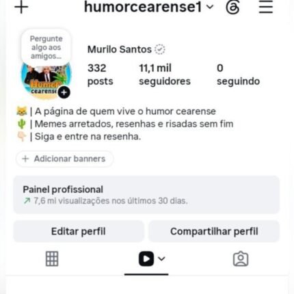 Conta com 11 mil seguidores ! 7 milhões de visualizações em 30 dias ! Seguidores 100% Reais !