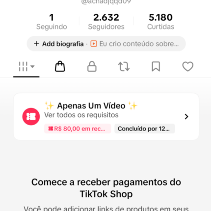🛍️ (PRA VENDER LOGO) CONTA TIKTOK SHOP ATIVO SEM DOC +2K SEGUIDORES E CURSO BRINDE 🎁