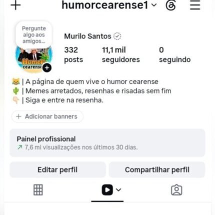 Perfil com 11 mil seguidores ! Quase 8 milhões de visualizações em 30 dias ! Seguidores 100% Reais !