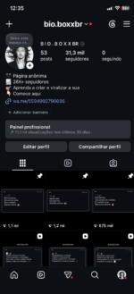 31k+Instagram orgânico , 100% engajado visualizações +11 milhões nos story 9 mil visualizações conta ativa e crescendo engajamento orgânico conta atualmente ativa e crescendo