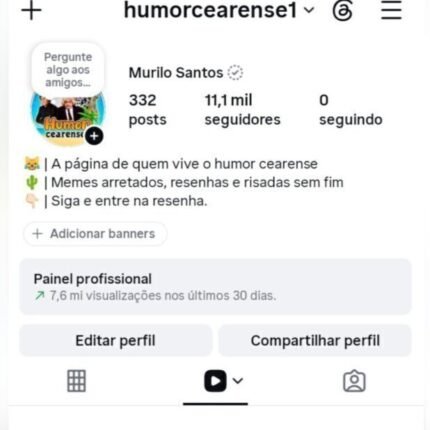 Perfil com 11 mil seguidores ! 7,6 milhões de visualizações em 30 dias ! Seguidores 100% Reais !