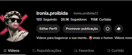 Conta Tiktok com 25 mil seguidores