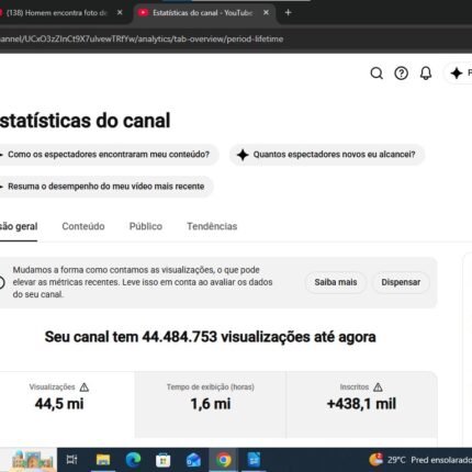 Canal do YouTube com 438 Mil Inscritos