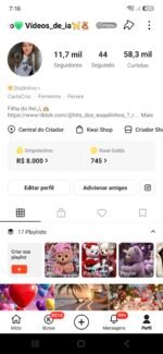 Vendo conta do kwai, com total de 11,7mil seguidores, conta Platina,com total de 58,3 mil curtidas