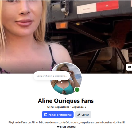 Página Aline Ouriques Fans - 12k Seguidores