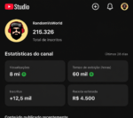 CANAL DO YOUTUBE À VENDA — 215 MIL+ INSCRITOS