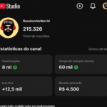 CANAL DO YOUTUBE À VENDA — 215 MIL+ INSCRITOS
