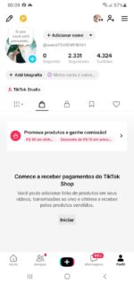 CONTA DO TIKTOK COM SHOP ATIVO +2,3K SEGUIDORES (ENGAJAMENTO REAL)