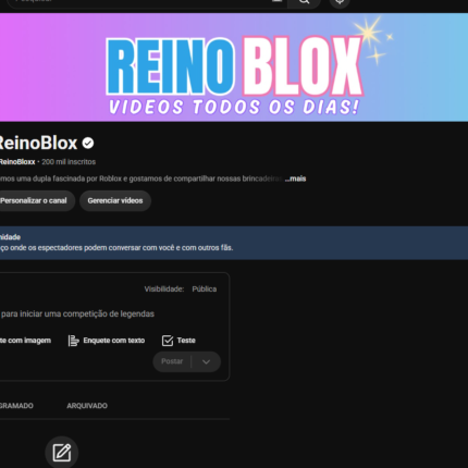 Canal Youtube publico BR / verificado / com 200k de inscritos