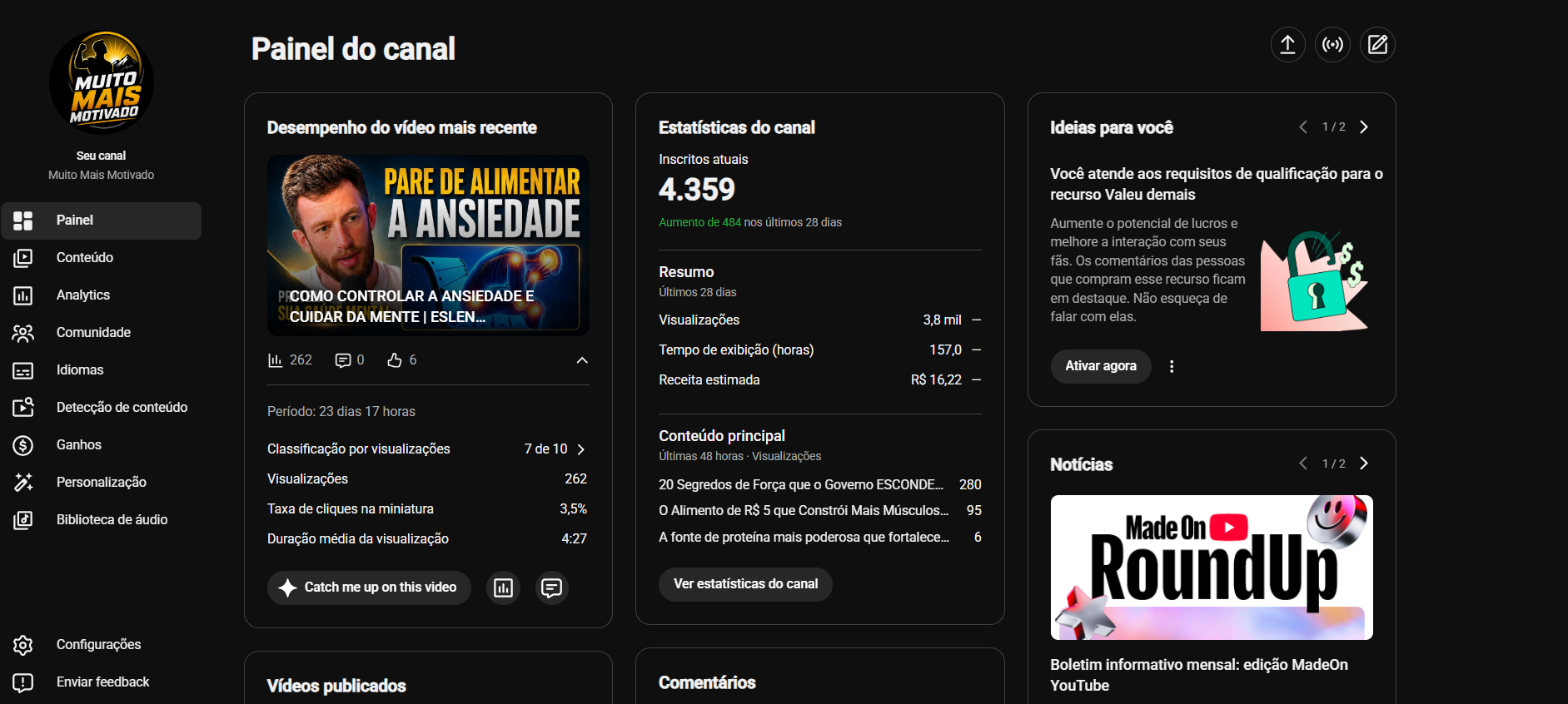 Captura de tela 2026-09-24 120537 Canal Muito Mais Motivado com +4mil Inscritos - Monetizado - Imagem 1
