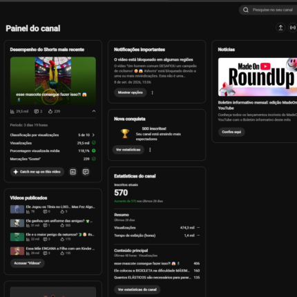 VENDO CANAL COM 500 INSCRITOS