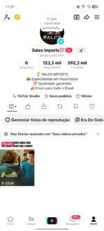 Conta no Tik Tok com 123 mil inscritos