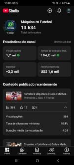 CANAL DE FUTEBOL MONETIZADO COM 13 MIL INSCRITOS E SUPER ENGAJADO E POR UM PREÇO SUPER BAIXO, SO POSTAR E GANHAR BASTANTE DINHEIRO COM ELE