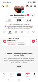 Vendo canal do tiktok, com total de 2,152 mil seguidores e 18mil curtidas,visualizações incríveis, conta ativa para tiktok shop