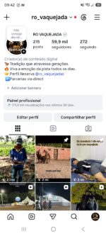 Página de vaquejada engajamento top