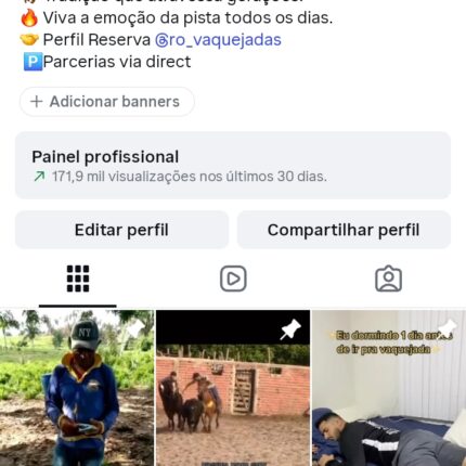 Página de vaquejada engajamento top