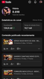 🎵 CANAL DE MÚSICA | 8.698 INSCRITOS | 134 MIL VIEWS