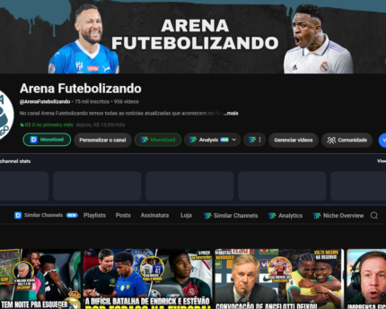 Canal Arena Futebolizando Monetizado 75k de Inscritos