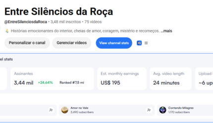 Canal YouTube Monetizado - 3.4K Seguidores - Inscritos Ativos