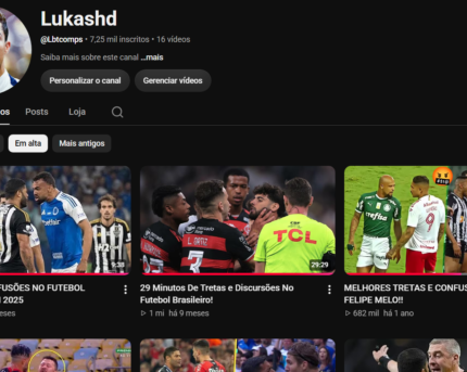 CANAL DE FUTEBOL MONETIZADO, GERANDO RECEITA TODO MES