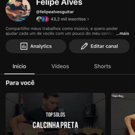 Canal YouTube 43.200 inscritos Monetizado