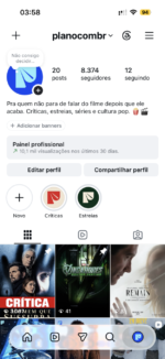 Conta Instagram nicho Cinema