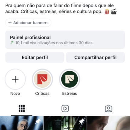Conta Instagram nicho Cinema