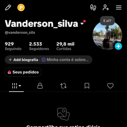 CONTA TTK COM 2.533 MIL SEGUIDORES