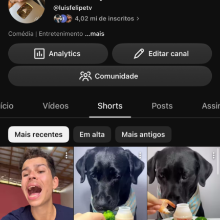 Canal do YouTube com mais de 4 milhões