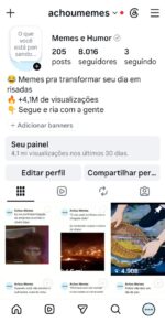 Conta Instagram de Memes e Humor — 8K Seguidores + 4,1M Views/Mês