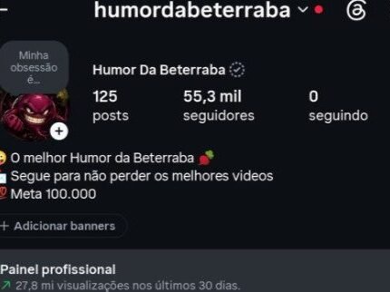 🔴OPORTUNIDADE🔴 ✅ 27 milhões de Views 30D! ✅ 55 Mil Seguidores Reais! ✅ Story +6 mil views !