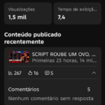 Conta YouTube não monetizada, 860 inscritos nicho games.