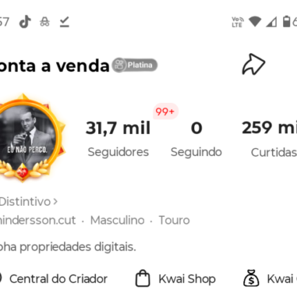 Conta Kwai 31 mil Seguidores | Monetizada