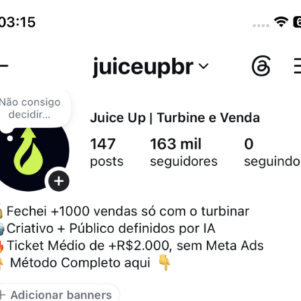 Conta Instagram Juice Up com 163 Mil Seguidores
