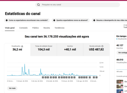 CANAL DE YOUTUBE MONETIZADO COM 40K DE INSCRITOS (SEM AVISOS E SEM STRIKE) + CANAL DE BRINDE