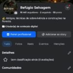 Página de Facebook – Refúgio Selvagem (Natureza / Sobrevivência) Alto engajamento