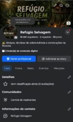 Página de Facebook – Refúgio Selvagem (Natureza / Sobrevivência) Alto engajamento