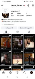 Conta Instagram com 2.690 Seguidores — Nicho de Filmes