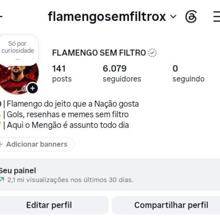 🚀PERFIL DO INSTAGRAM ORGÂNICO (6.800 mil seguidores & 2.1 MILHÕES de viws em 30D)