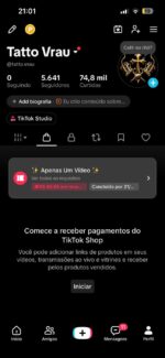 CONTA DO TIKTOK COM SHOP ATIVO +5,6K SEGUIDORES +74,8K CURTIDA(ENGAJAMENTO REAL)